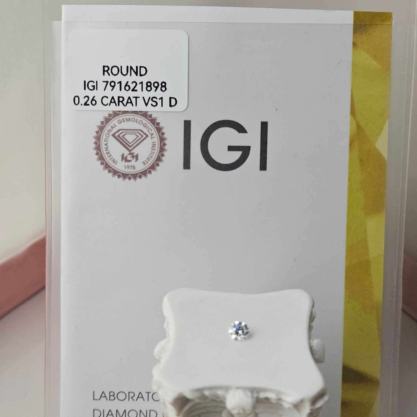0.26CT VS1 D 791621898 Round Cut Lab Grown Diamond