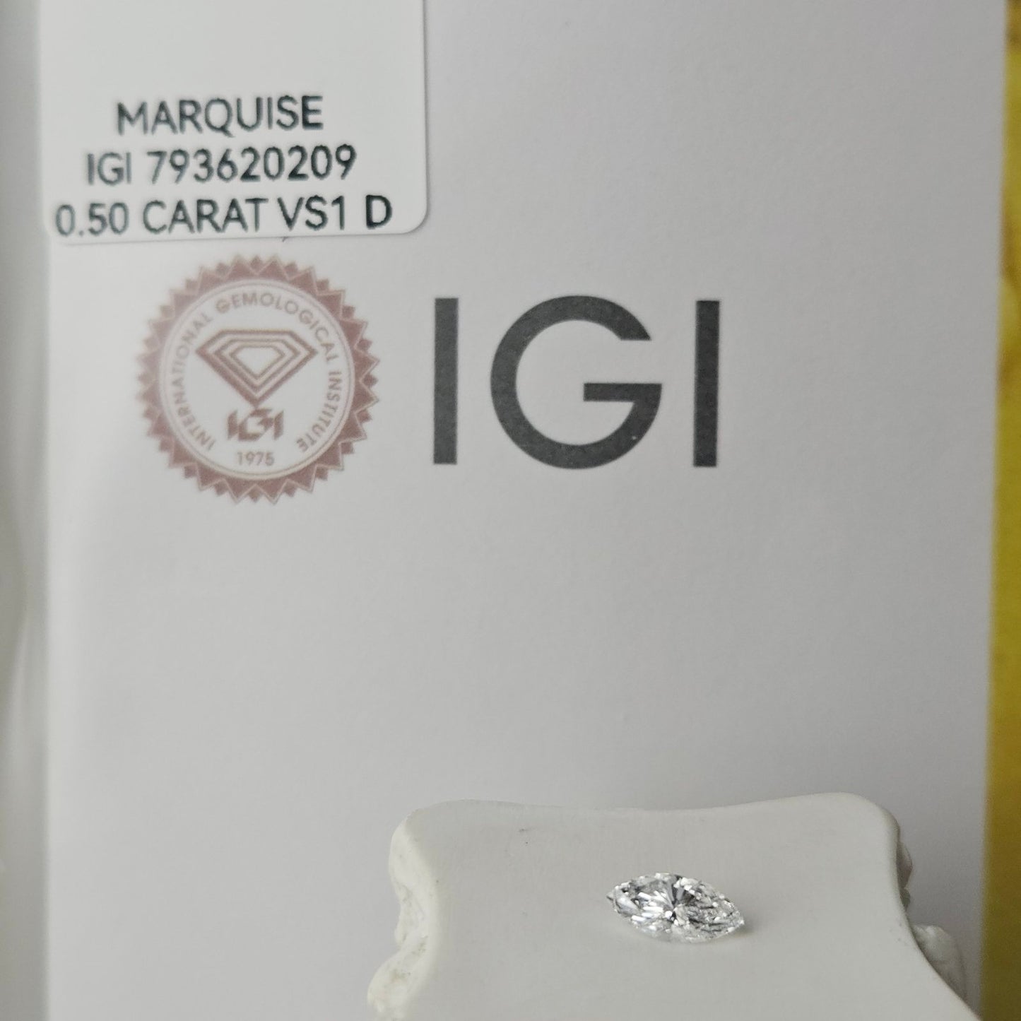 0.50CT VS1 D 793620209 Marquise Cut Lab Grown Diamond