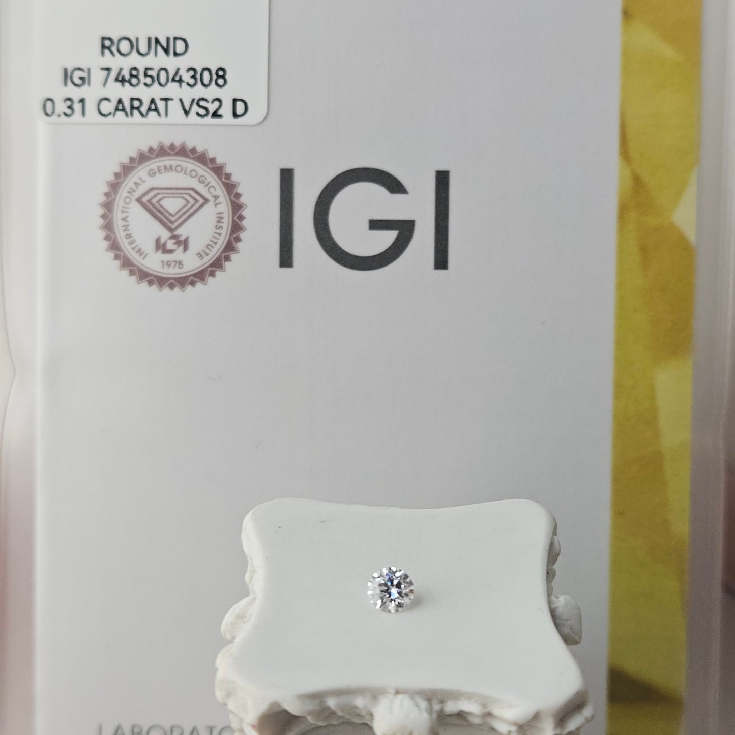 0.31CT VS2 D 748504308 Round Cut Lab Grown Diamond