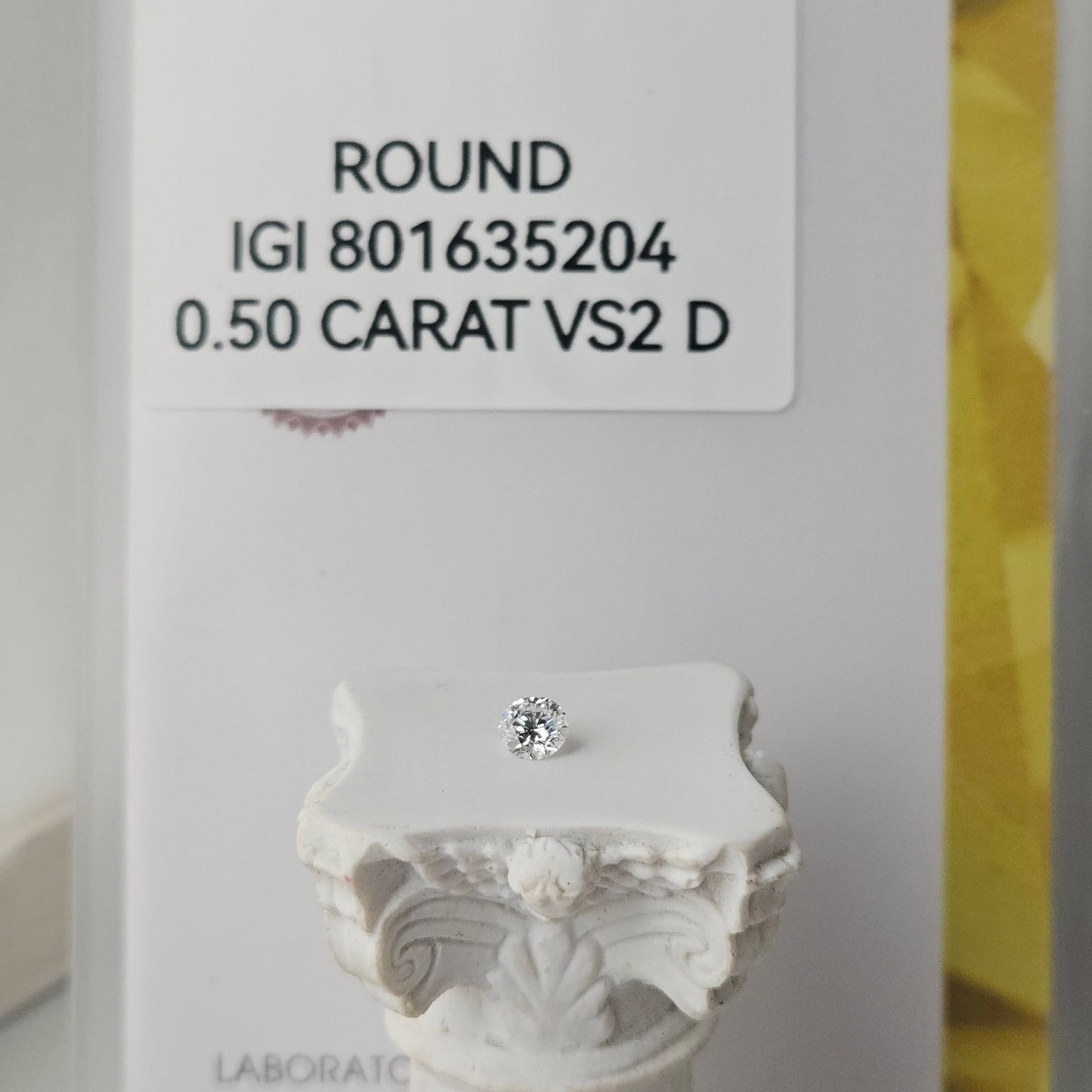 0.50CT VS2 D 801635204 Round Cut Lab Grown Diamond