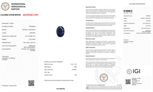 1.03CT 557253246 Oval Cut Blue Sapphire Natural Gemstone