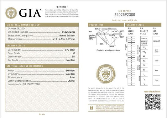 0.90CT SI1 M 6502592300 Round Cut Natural Diamond