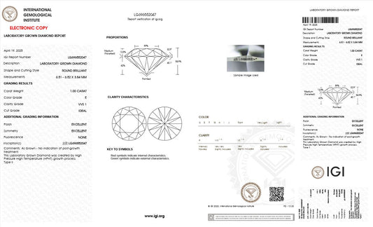 1.00CT VVS1 E 696552047 Round Cut Lab Grown Diamond