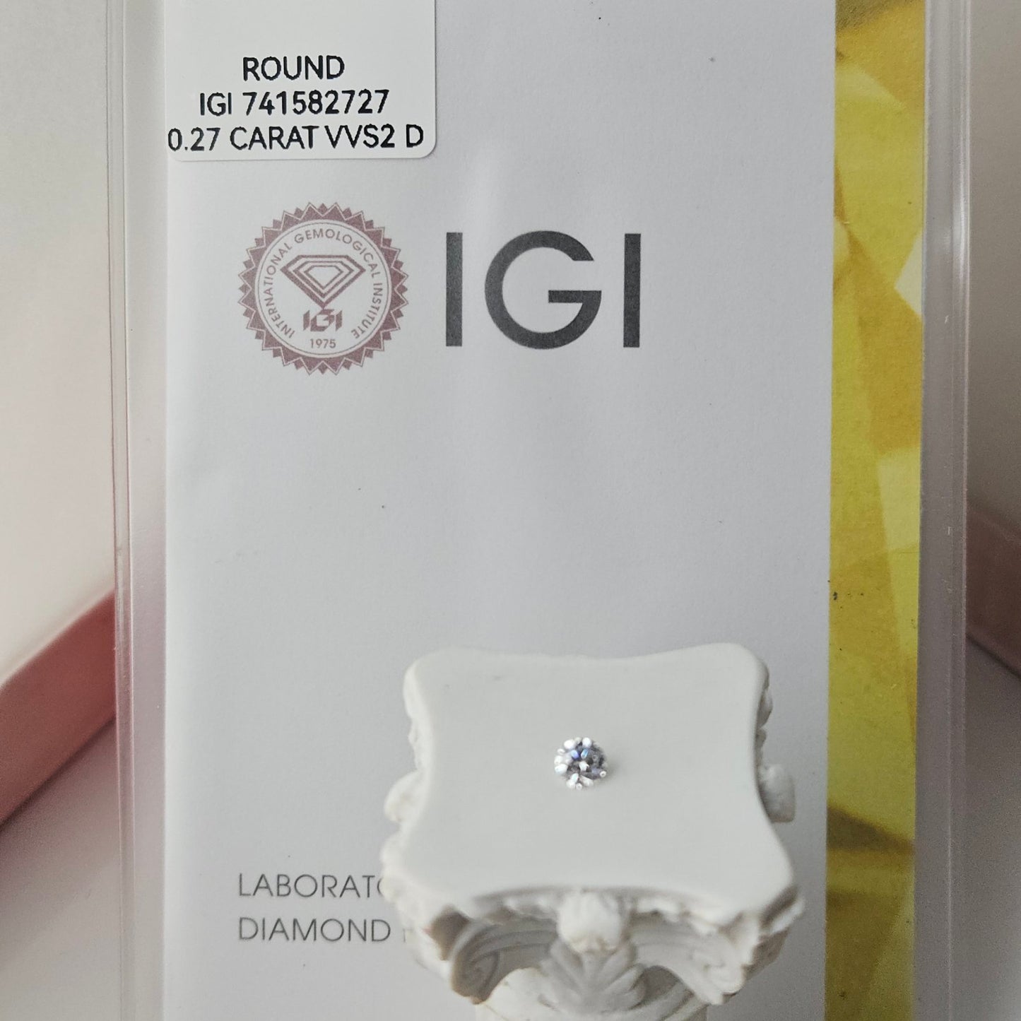 0.27CT VVS2 D 741582727 Round Cut Lab Grown Diamond