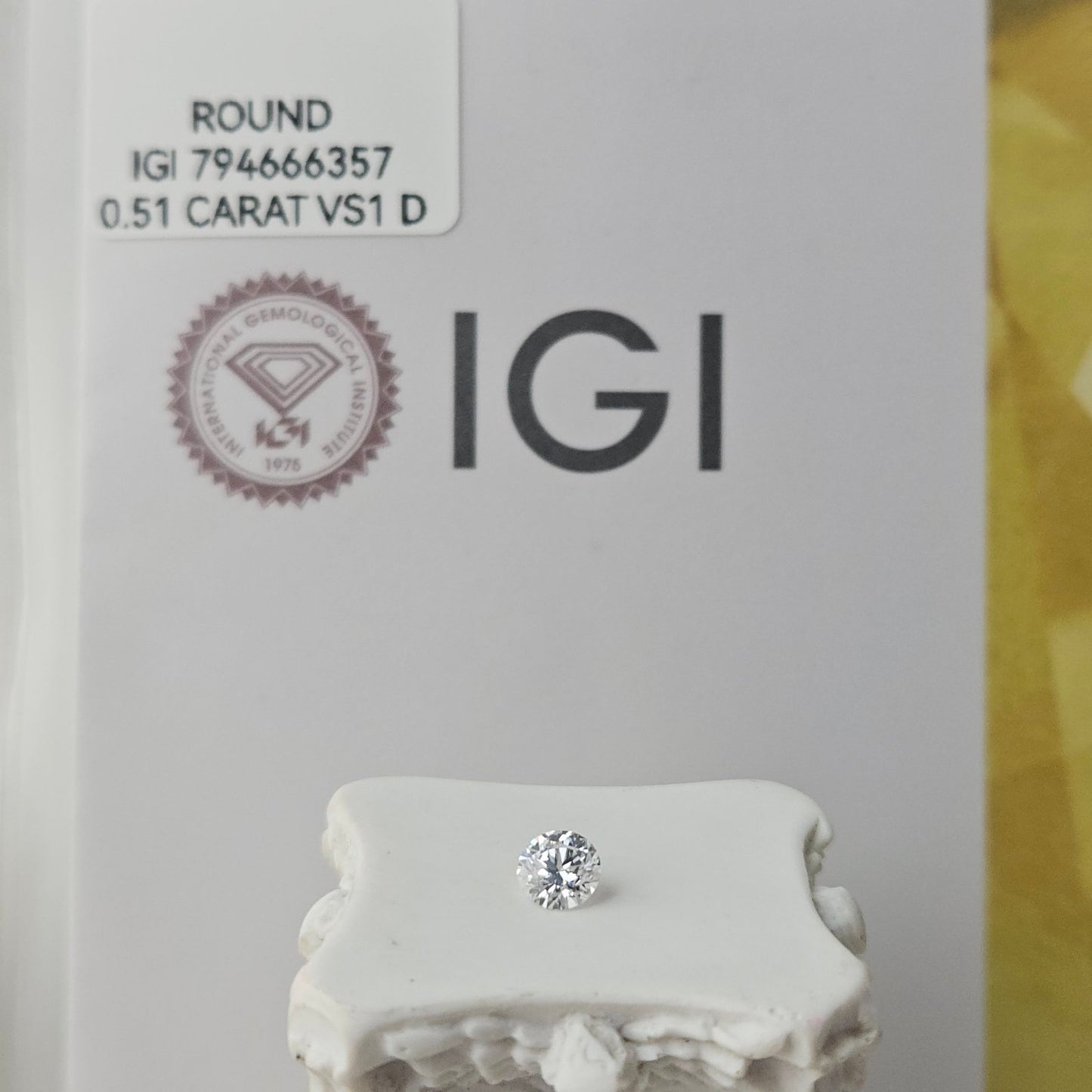 0.51CT VS1 D 794666357 Round Cut Lab Grown Diamond