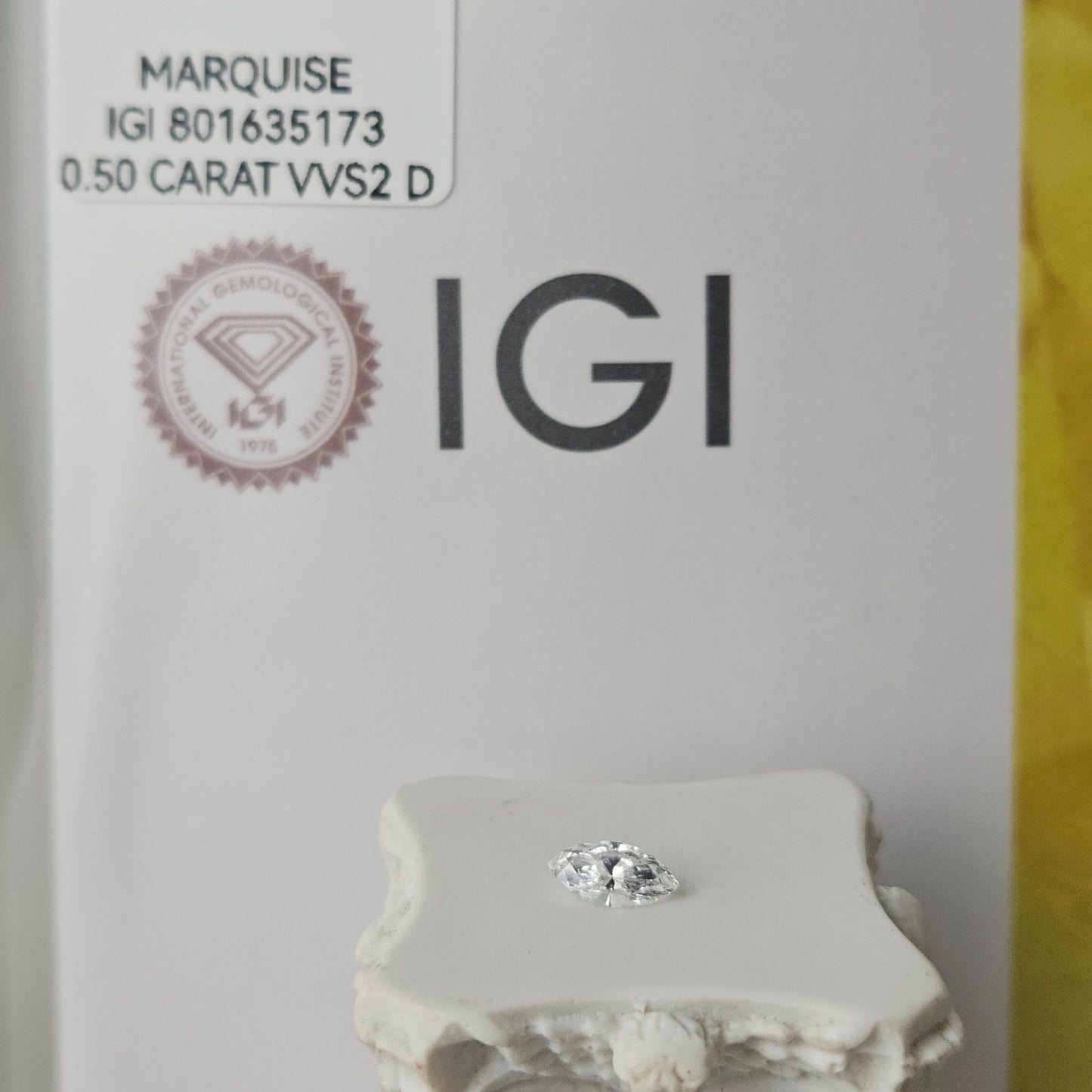 0.50CT VVS2 D 801635173 Marquise Cut Lab Grown Diamond