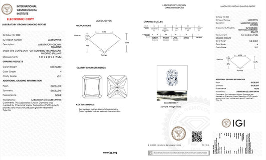 1.02CT VS1 H 551299796 Radiant Cut Lab Grown Diamond
