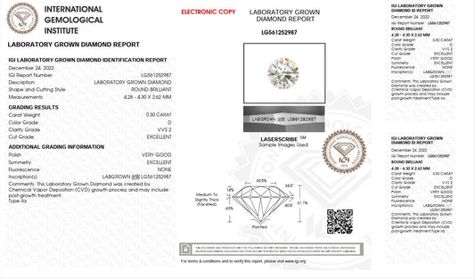 0.30ct VVS2 D 561252987 Princess Cut Lab Grown Diamond