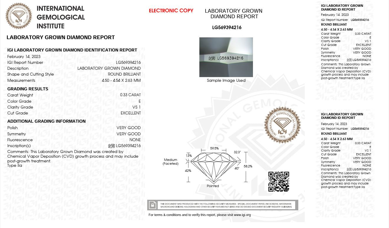 0.33CT VS1 E 569394216 Round Cut Lab Grown Diamond