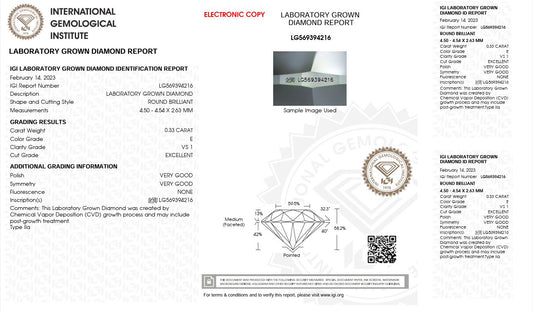 0.33CT VS1 E 569394216 Round Cut Lab Grown Diamond