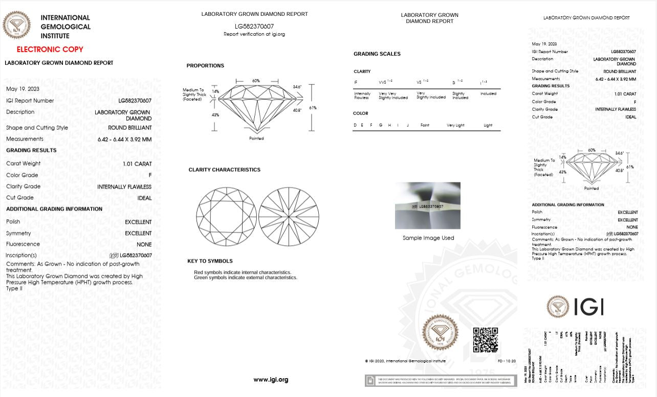 1.01CT IF F 582370607 Round Cut Lab Grown Diamond