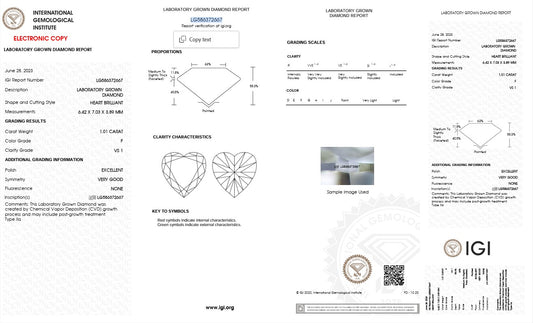 1.01CT VS1 F 586372667 Heart Cut Lab Grown Diamond