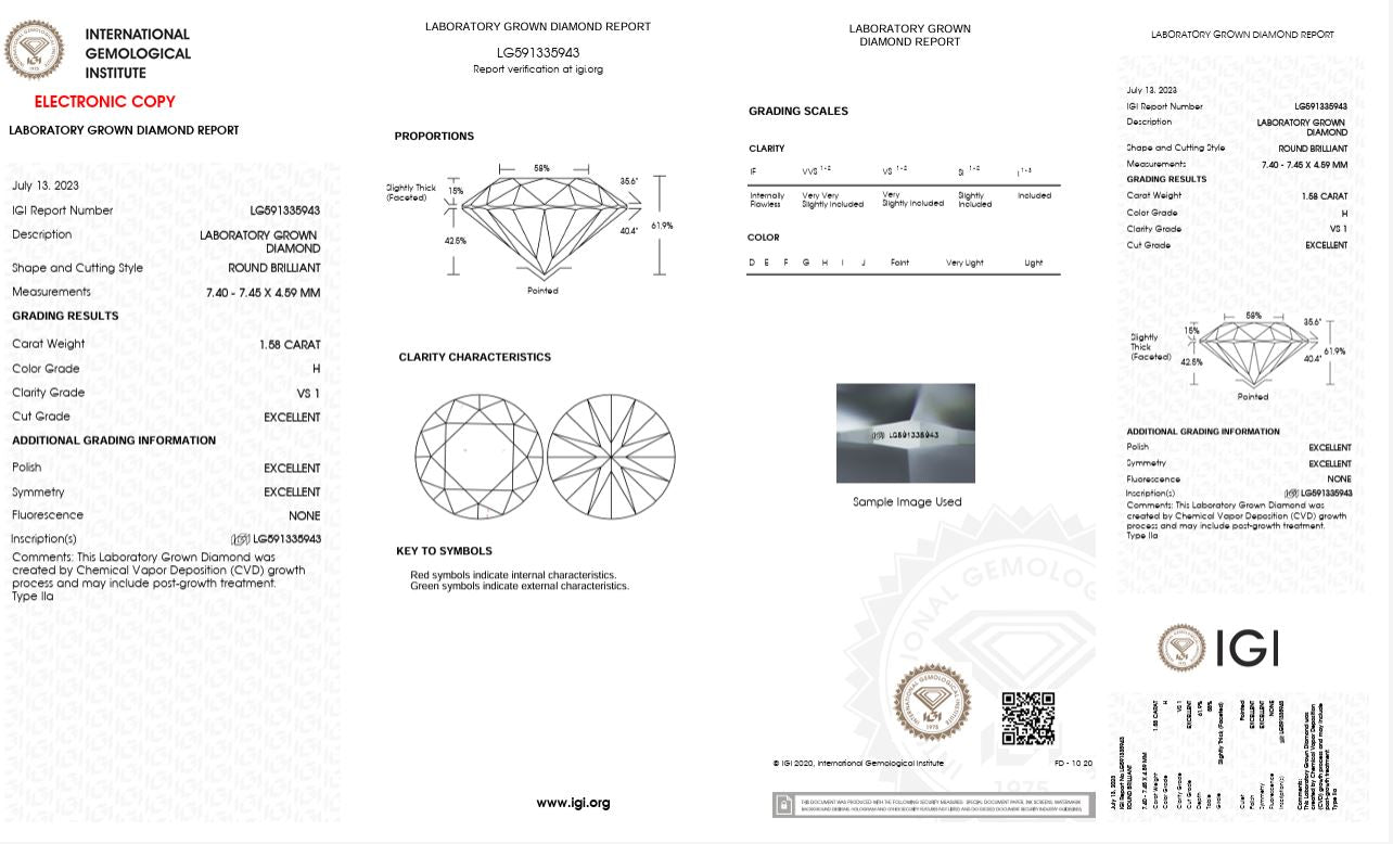 1.58CT VS1 H 591335943 Round Cut Lab Grown Diamond
