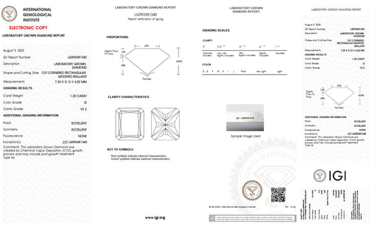 1.20CT VS2 G 593381340 Radiant Cut Lab Grown Diamond