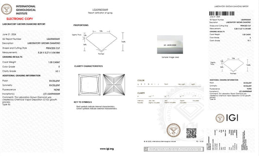 1CT VS1 E 639433669 Princess Cut Lab Grown Diamond