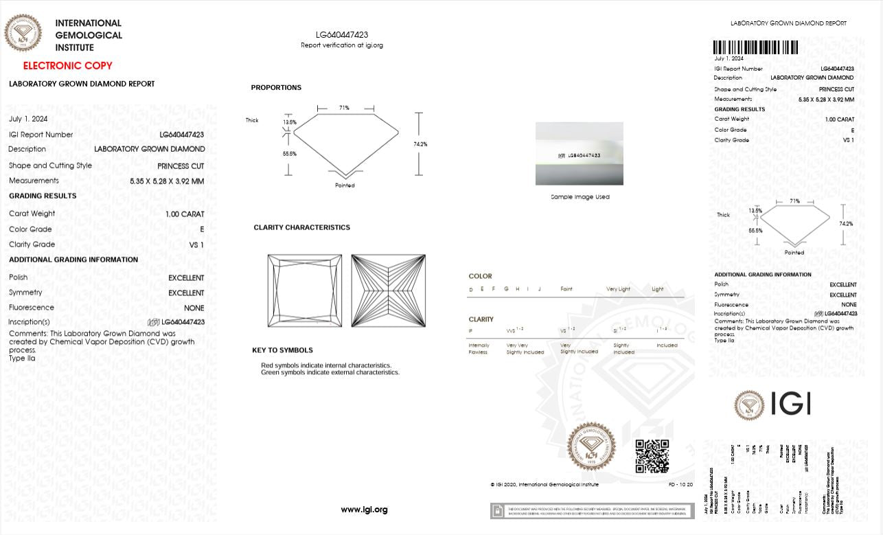 1CT VS1 E 640447423 Princess Cut Lab Grown Diamond