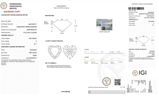2ct VS1 E 691547417 Heart Cut Lab Grown Diamond