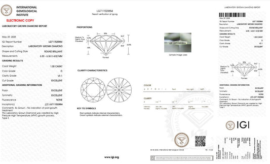 1CT VS1 D 711520884 Round Cut Lab Grown Diamond