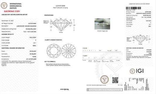 1.50CT VS1 E 757516898 Round Cut Lab Grown Diamond
