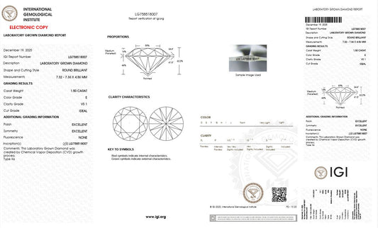 1.50CT VS1 E 758518007 Round Cut Lab Grown Diamond