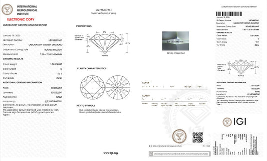 1.50CT VS1 D 768607661 Round Cut Lab Grown Diamond