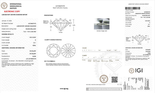 1.50CT VS1 D 768607670 Round Cut Lab Grown Diamond