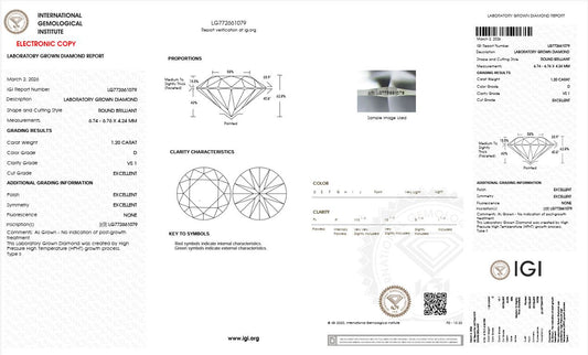 1.20CT VS1 D 772661079 Round Cut Lab Grown Diamond