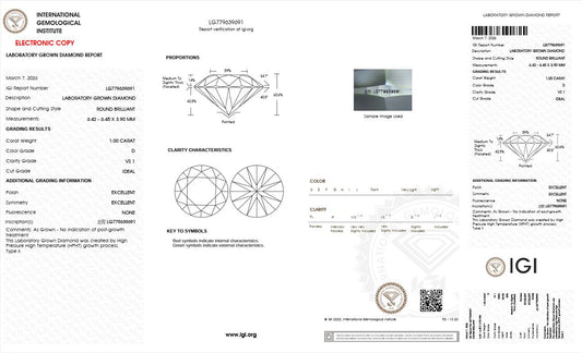 1.0CT VS1 D 779639691 Round Cut Lab Grown Diamond