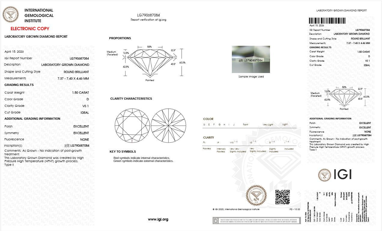 1.50CT VS1 D 790687084 Round Cut Lab Grown Diamond