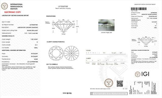 1.50CT VS1 D 790687084 Round Cut Lab Grown Diamond