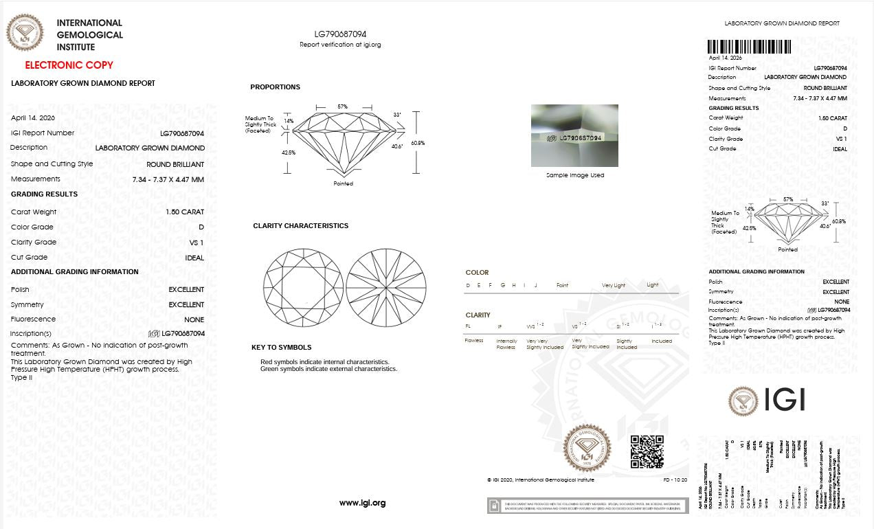 1.50CT VS1 D 790687094 Round Cut Lab Grown Diamond