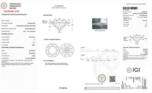 1.50CT VS1 D 790687096 Round Cut Lab Grown Diamond