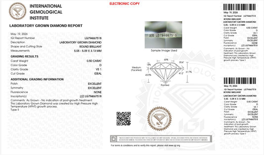 0.50CT VS1 D 794667518 Round Cut Lab Grown Diamond